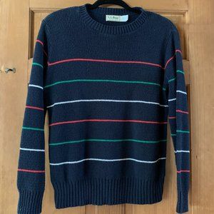 L.L.Bean Navy Striped 100% Cotton Sweater